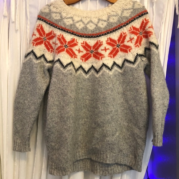 aerie Orange and Gray Fair Isle Sweater (XS) - Picture 1 of 4